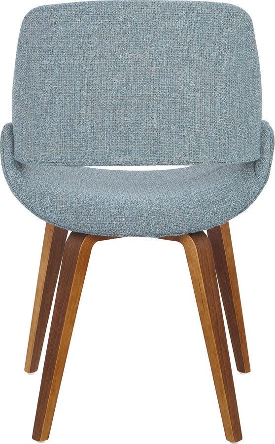 Lumisource Dining Chairs - Fabrico Mid-Century Modern Dining/Accent Chair in Walnut and Blue Noise Fabric - Set of 2