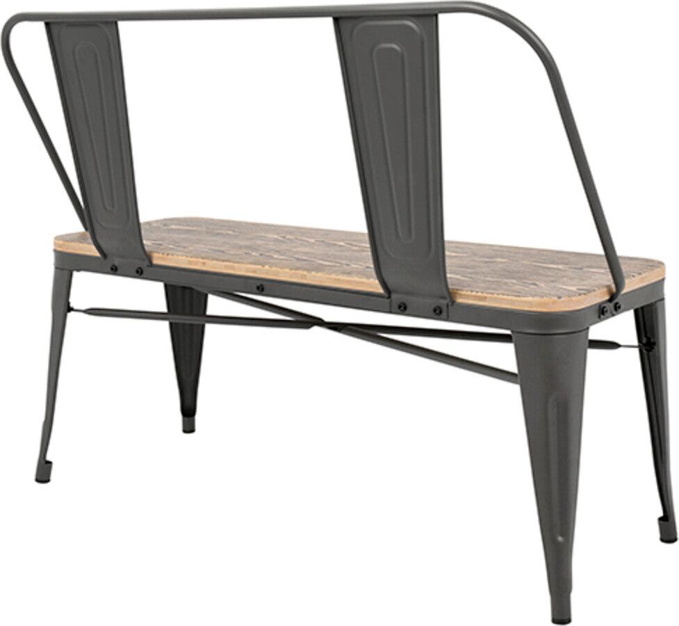 Lumisource Benches - Oregon Industrial-Farmhouse Bench in Grey and Brown