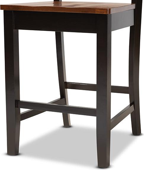 Wholesale Interiors Barstools - Gervais Two-Tone Dark Brown and Walnut Brown Finished Wood 2-Piece Counter Stool Set