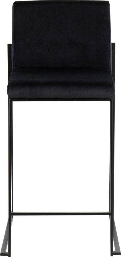 Lumisource Barstools - Fuji High Back Counter Stool In Black Steel & Black Velvet (Set of 2)