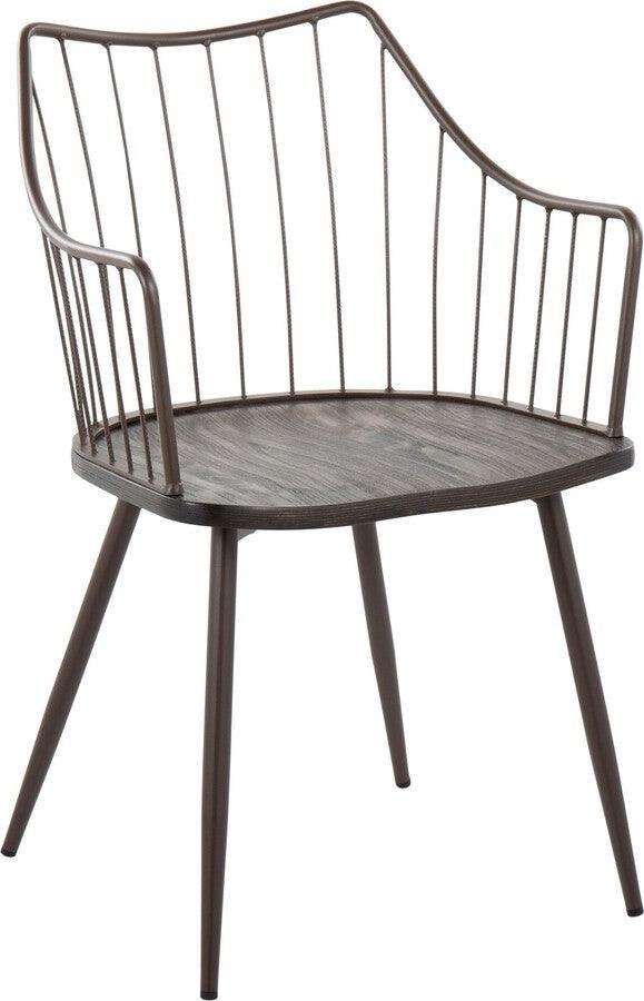 Lumisource Dining Chairs - Winston Farmhouse Style Accent & Dining Chair In Brown Metal & Dark Walnut Wood