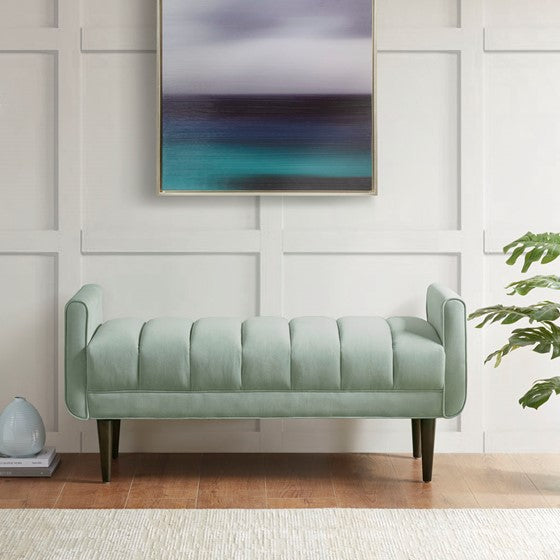 Olliix.com Benches - Upholstered Modern Accent Bench Seafoam