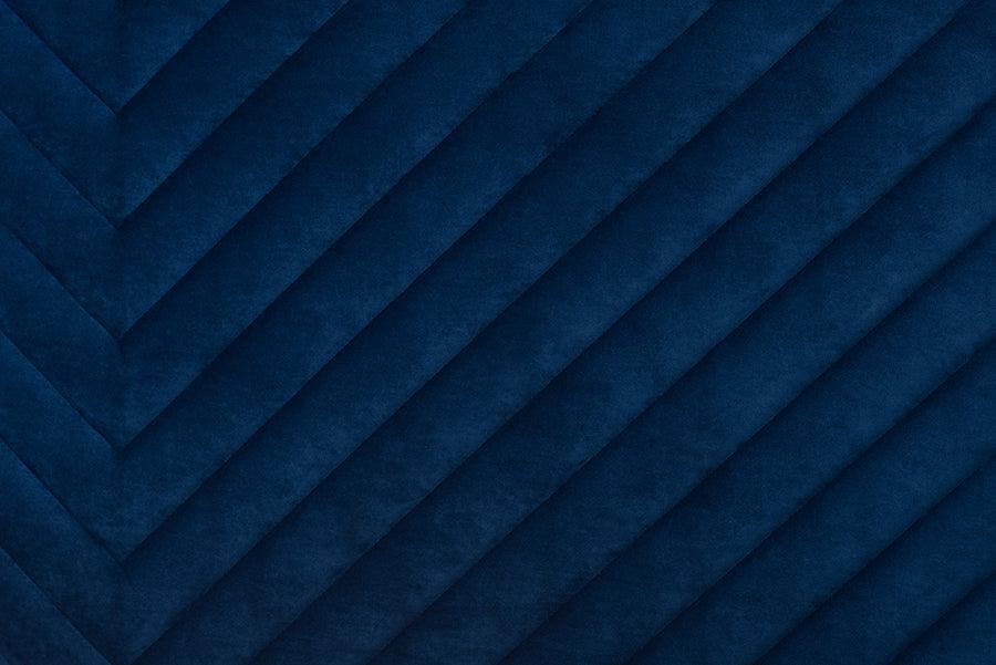 Wholesale Interiors Beds - Fabrico Glam and Luxe Navy Blue Velvet Fabric Upholstered and Gold Metal Full Size Platform Bed