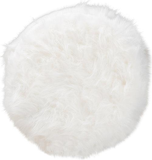 Wholesale Interiors Ottomans & Stools - Celia Modern And Contemporary White Faux Fur Upholstered Silver Metal Ottoman