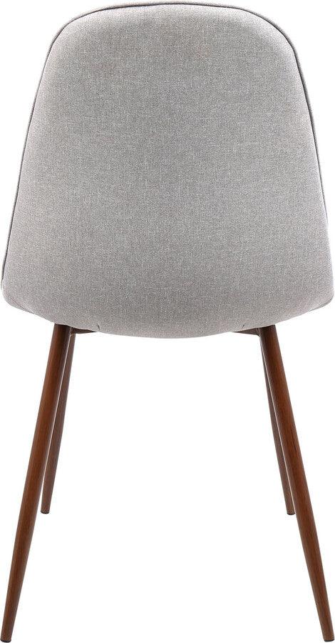 Lumisource Dining Chairs - Pebble Mid-Century Modern Dining/Accent Chair in Walnut and Grey Fabric - Set of 3
