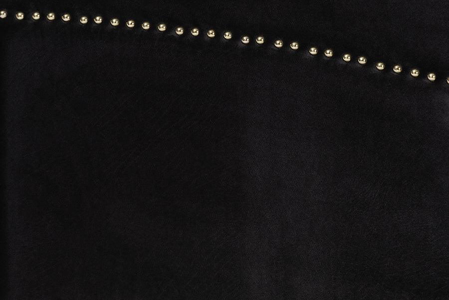 Wholesale Interiors Beds - Oxley Traditional Glam and Luxe Black Velvet and Gold Metal Queen Size Panel Bed