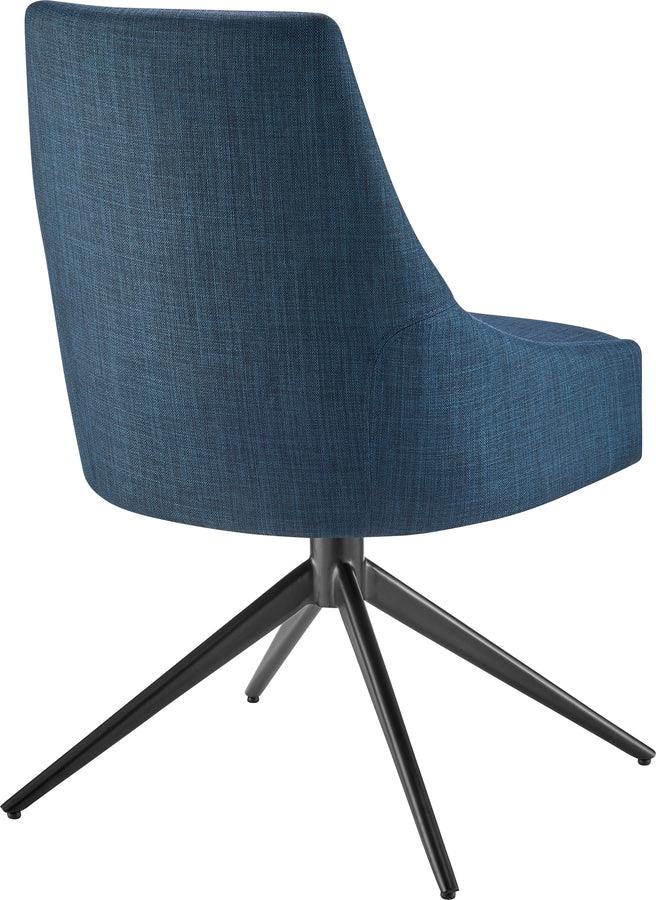 Euro Style Dining Chairs - Signa Side Chair in Blue Fabric with Black Steel Base