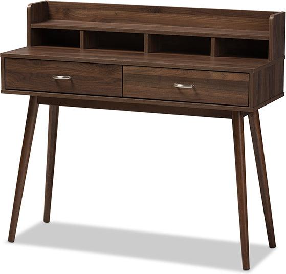 Wholesale Interiors Desks - Disa Mid-Century Modern Walnut Brown Finished 2-Drawer Desk
