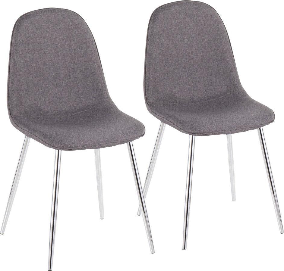 Lumisource Living Room Sets - Pebble Chair 35" Chrome & Charcoal Fabric (Set of 2)