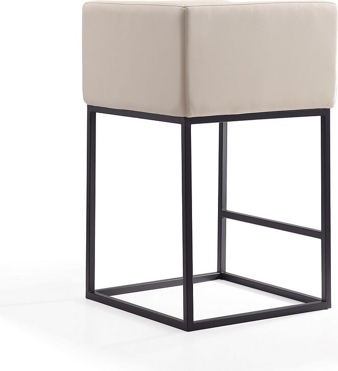 Manhattan Comfort Barstools - Embassy 34 in. Cream and Black Metal Counter Height Bar Stool (Set of 2)