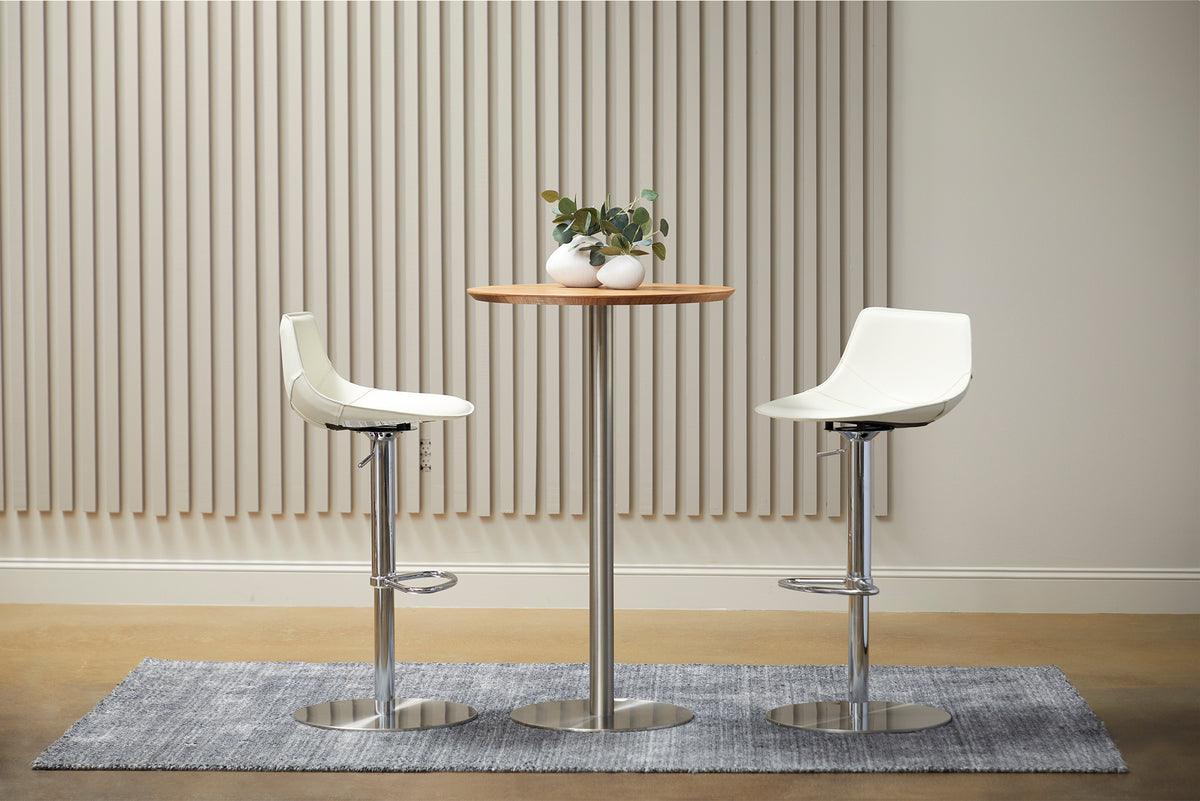 Euro Style Bar Tables - Cookie-B 26" Bar Table in Walnut with Brushed Stainless Steel Column and Base
