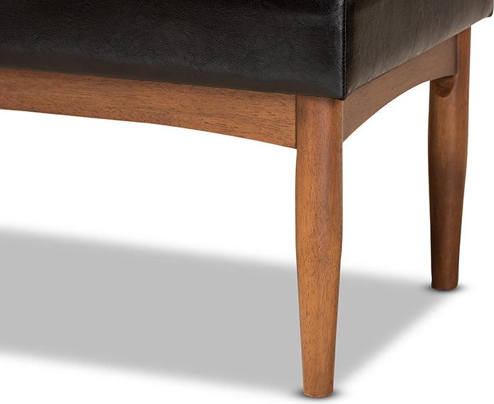 Wholesale Interiors Benches - Sanford Dark Brown Faux Leather Upholstered and Walnut Brown Finished Wood Dining Bench