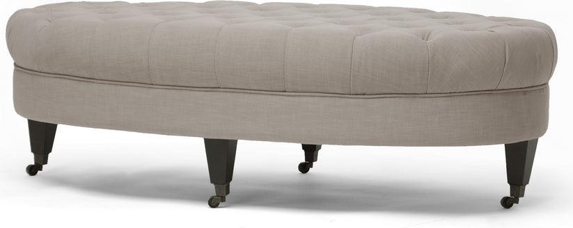 Wholesale Interiors Ottomans & Stools - Brighton Beige Linen Modern Tufted Ottoman