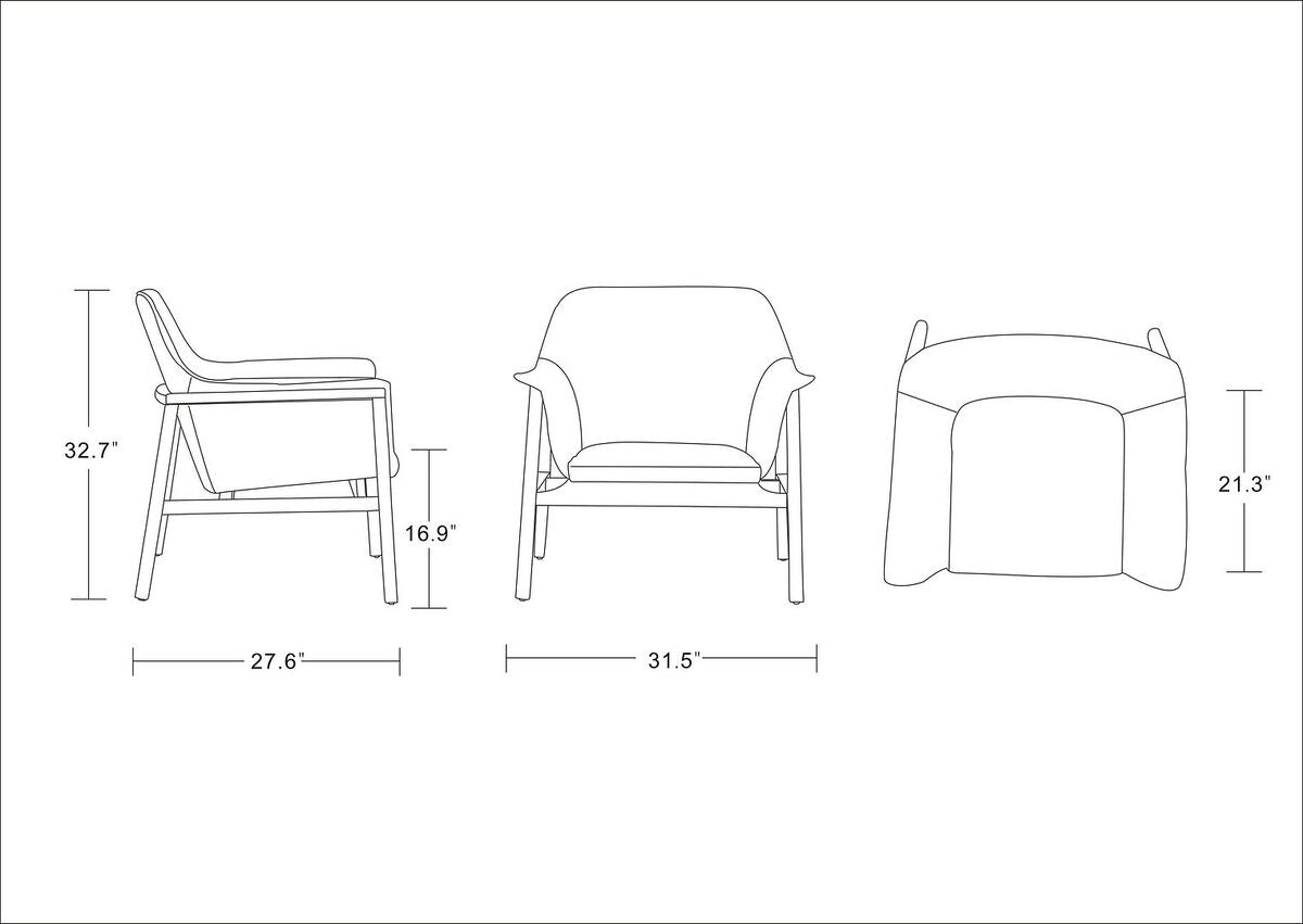 Manhattan Comfort Accent Chairs - Miller Burnt Orange and Walnut Linen Weave Accent Chair (Set of 2)