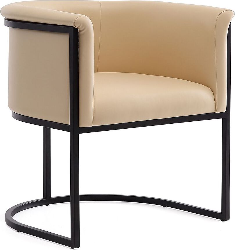 Manhattan Comfort Dining Chairs - Bali Tan and Black Faux Leather Dining Chair (Set of 2)