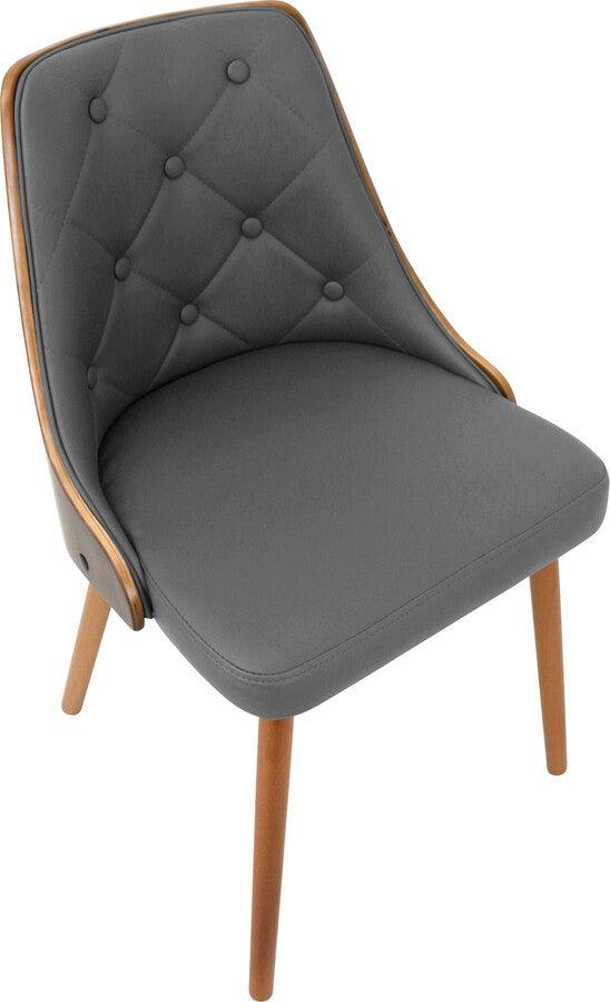 Lumisource Dining Chairs - Gianna Mid-Century Modern Dining/Accent Chair in Walnut with Grey Faux Leather