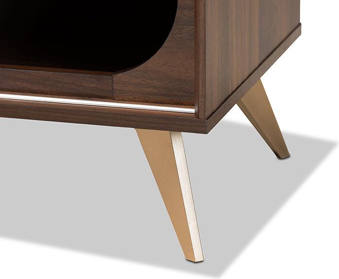 Wholesale Interiors TV & Media Units - Dena Walnut Brown Wood and Gold Finished TV Stand