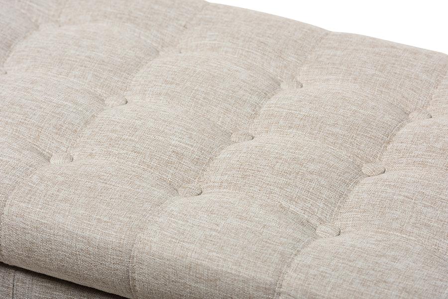 Wholesale Interiors Benches - Kaylee Modern Classic Beige Fabric Upholstered Button-Tufting Storage Ottoman Bench