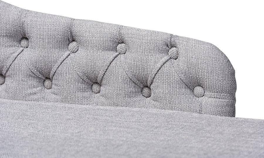 Wholesale Interiors Accent Chairs - Florent Modern and Contemporary Grey Fabric Upholstered Black Finished Chaise Lounge