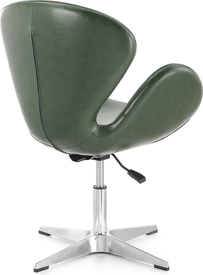 Manhattan Comfort Accent Chairs - Raspberry Forest Green & Polished Chrome Faux Leather Adjustable Swivel Chair (Set of 2)