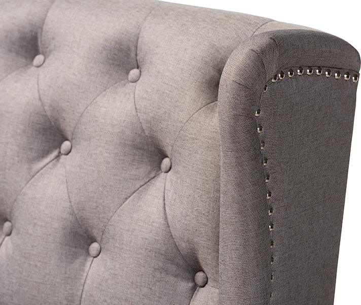 Wholesale Interiors Barstools - Alira Modern and Grey Fabric Upholstered Walnut Finished Wood Button Tufted Bar Stool Bench