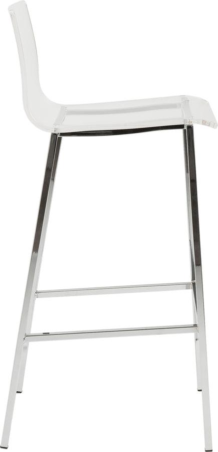 Euro Style Barstools - Chloe Bar Stool in Clear Acrylic with Brushed Aluminum Legs - Set of 2