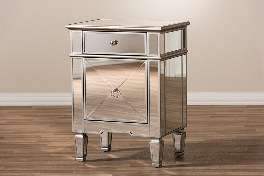 Wholesale Interiors Nightstands & Side Tables - Claudia Nightstand Silver Mirrored