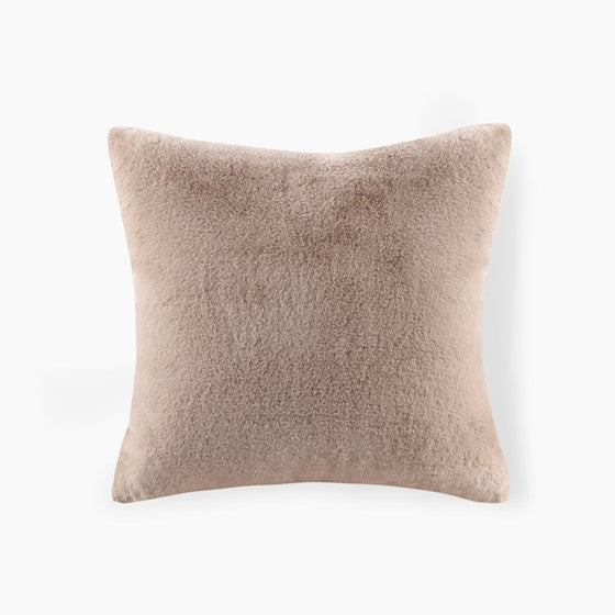 Olliix.com Pillows & Throws - Solid Faux Fur Square Decor Pillow Golden