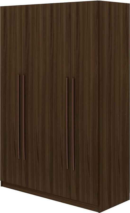 Manhattan Comfort Cabinets & Wardrobes - Gramercy Modern 2-Section Freestanding Wardrobe Armoire Closet in Brown