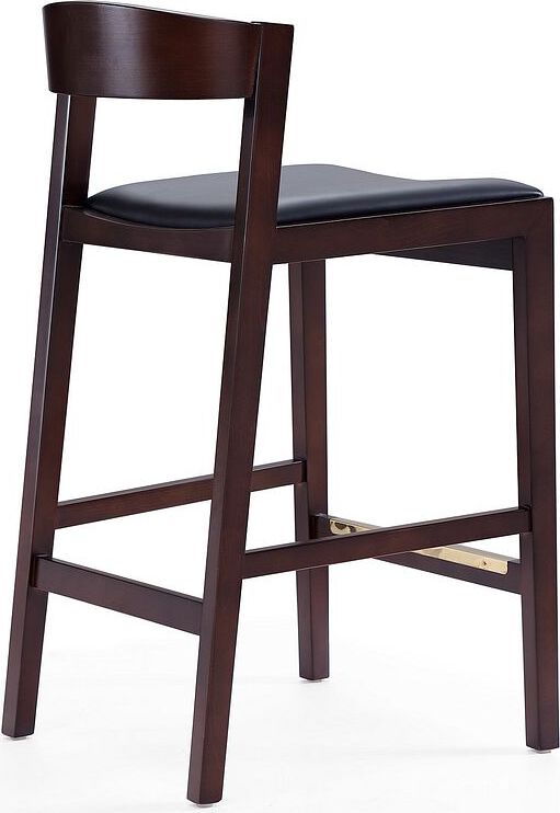 Manhattan Comfort Barstools - Klismos 36.75 in. Black and Dark Walnut Beech Wood Counter Height Bar Stool