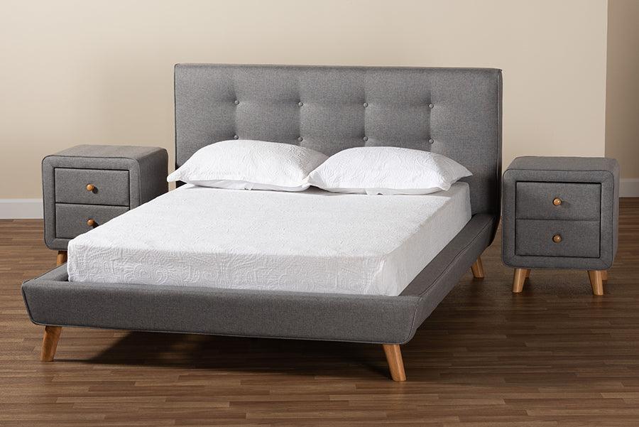 Wholesale Interiors Bedroom Sets - Jonesy Grey Fabric Upholstered Queen Size 3-Piece Bedroom Set