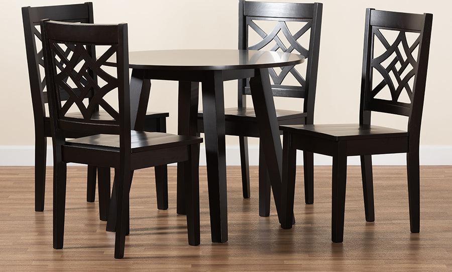 Wholesale Interiors Dining Sets - Rava Modern and Contemporary Dark Brown Finished Wood 5-Piece Dining Set