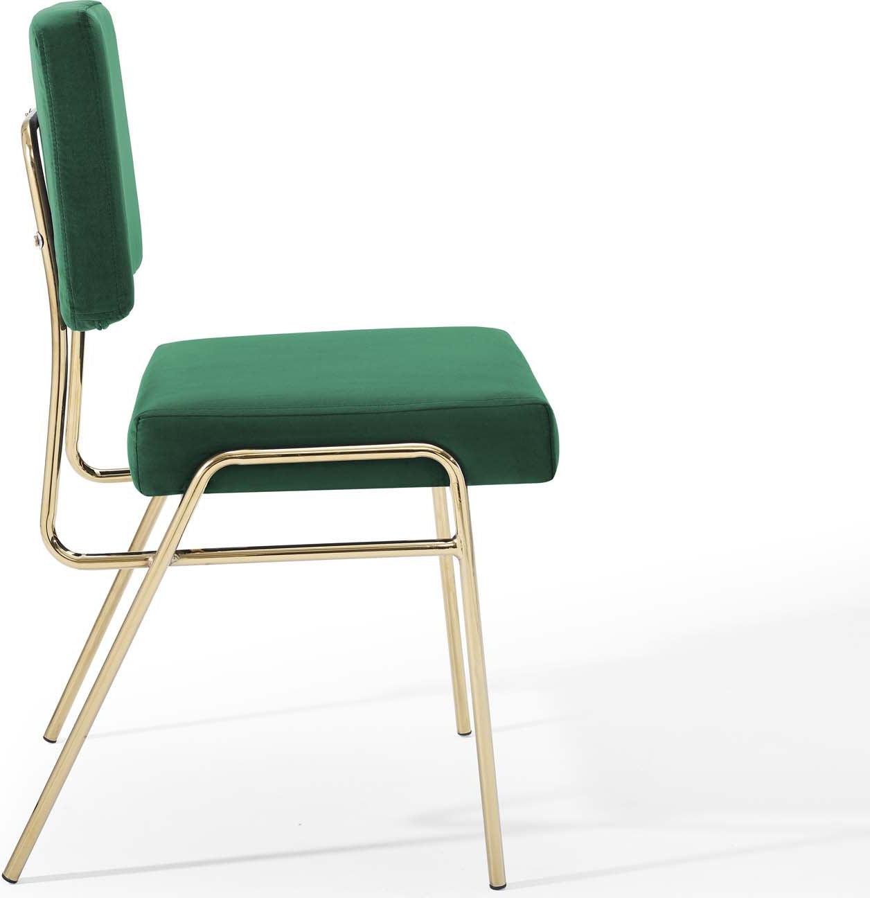 Modway Dining Chairs - Craft Dining Side Chair Performance Velvet Gold Green (Set of 2)