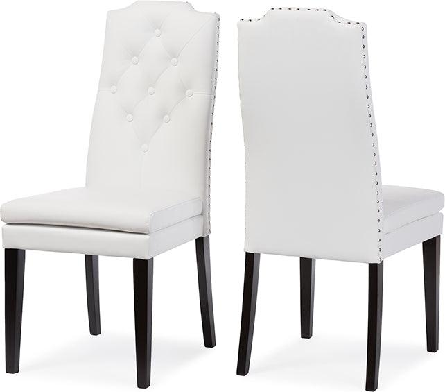 Wholesale Interiors Dining Chairs - Dylin Contemporary White Faux Leather Dining Chair (Set of 2)