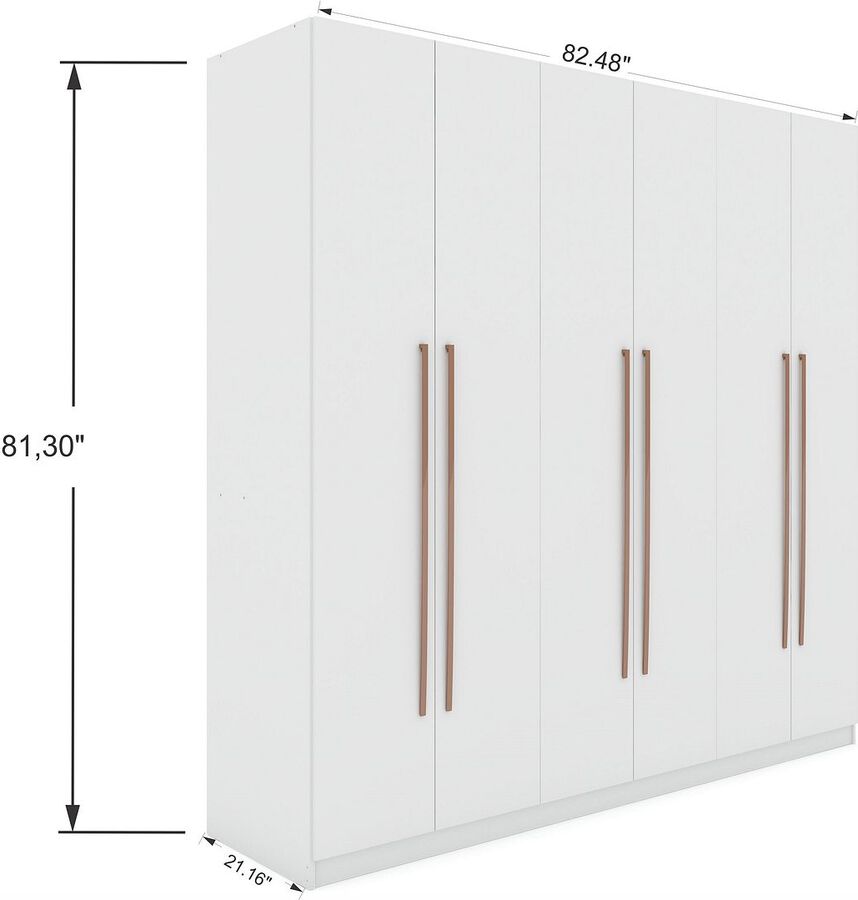Manhattan Comfort Cabinets & Wardrobes - Gramercy Modern Freestanding Wardrobe Armoire Closet in White