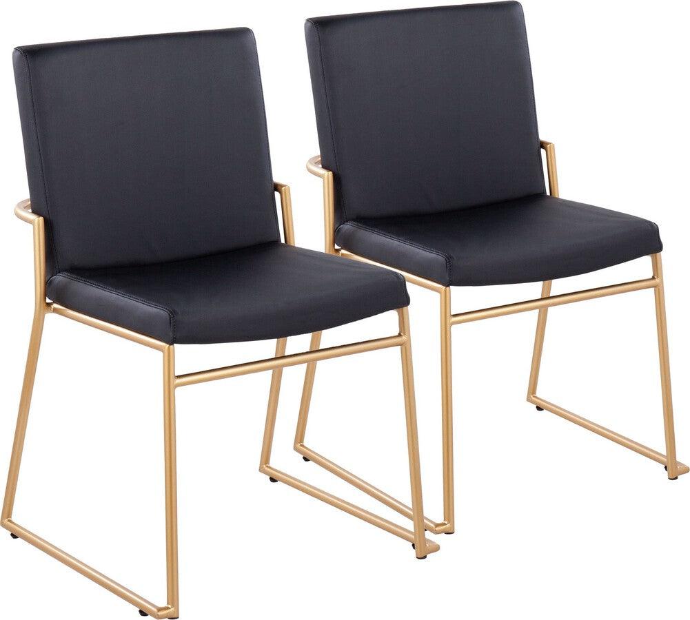 Lumisource Dining Chairs - Dutchess Contemporary Dining Chair In Gold Steel & Black Faux Leather (Set of 2)
