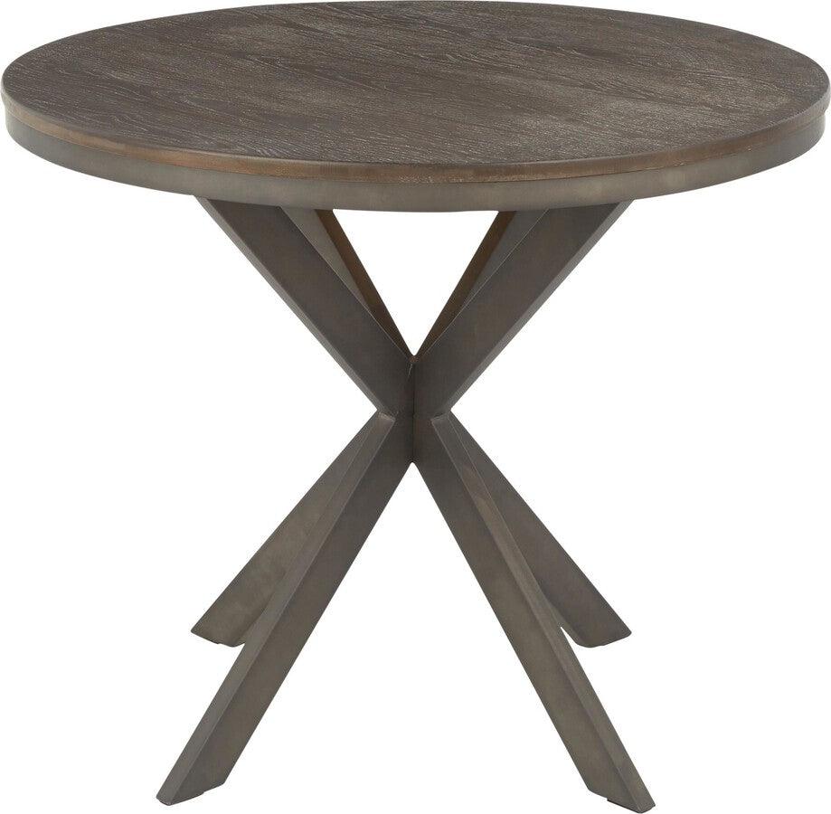 Lumisource Dining Tables - X Pedestal Industrial Dinette Table with Antique Metal and Espresso Bamboo
