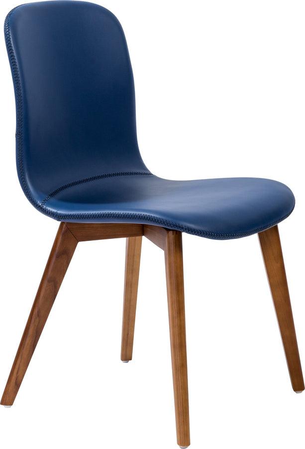 Euro Style Dining Chairs - Mai Side Chair Blue & Walnut (Set of 2)