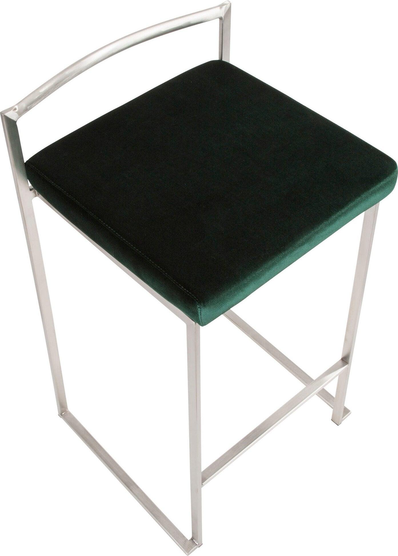 Lumisource Barstools - Fuji Stacker Counter Stool & Green (Set of 2)