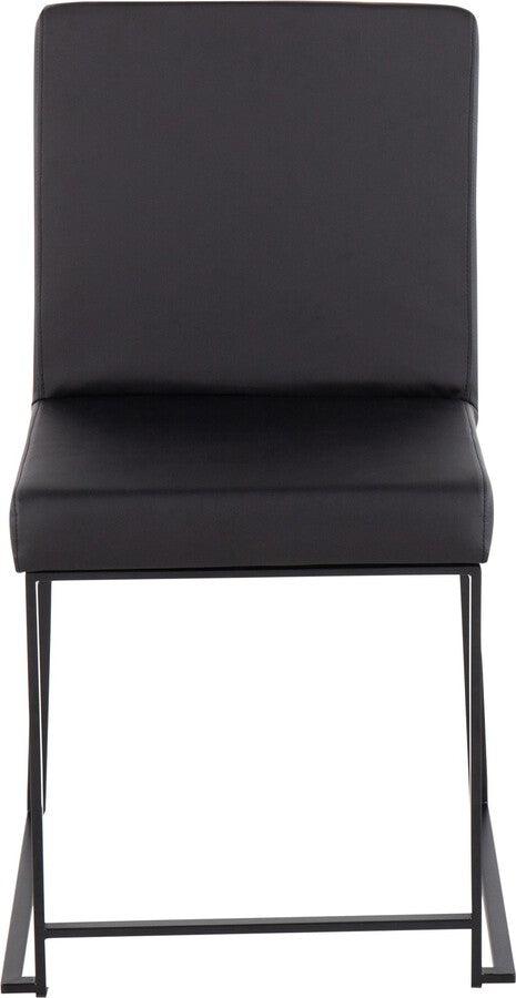Lumisource Dining Chairs - High Back Fuji Contemporary Dining Chair In Black Steel & Black Faux Leather (Set of 2)