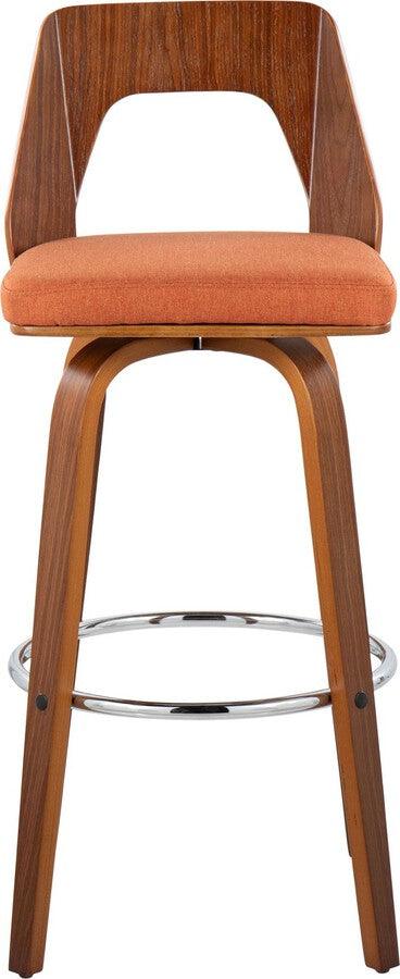 Lumisource Barstools - Trilogy Barstool In Walnut & Orange Fabric (Set of 2)