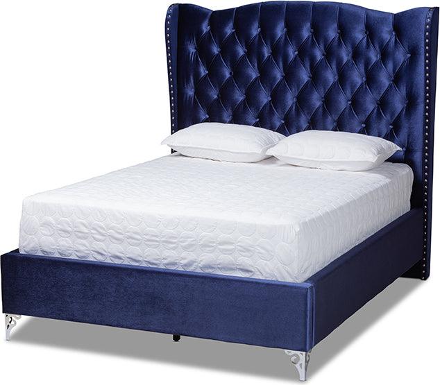 Wholesale Interiors Beds - Hanne Queen Bed Navy Blue