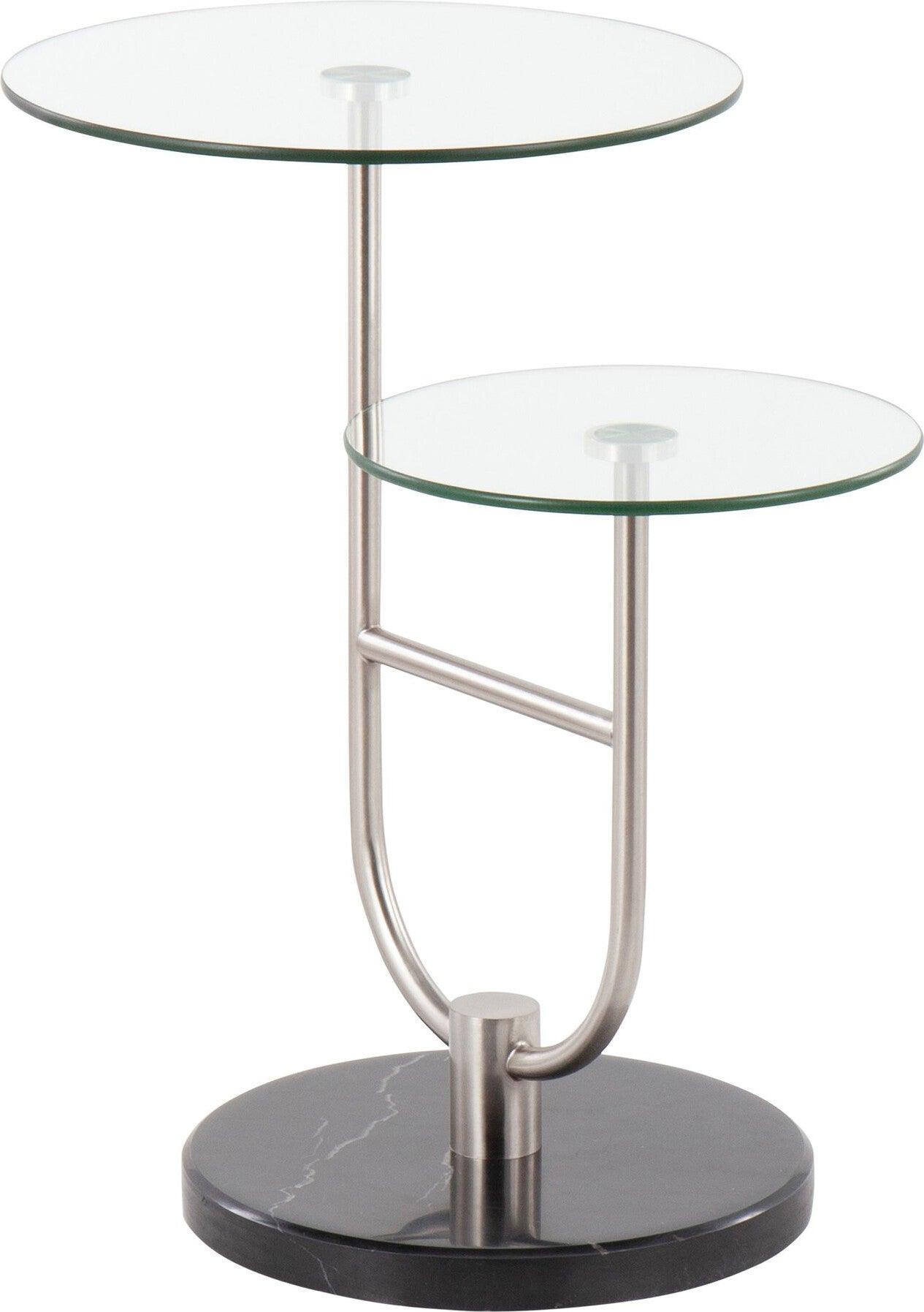 Lumisource Side & End Tables - Trombone Side Table Black Marble & Nickel
