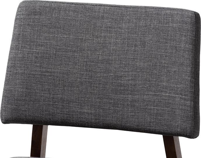 Wholesale Interiors Barstools - Colton Mid-Century Modern Gray Fabric Upholstered and Walnut Wood Bar Stool Set of 2