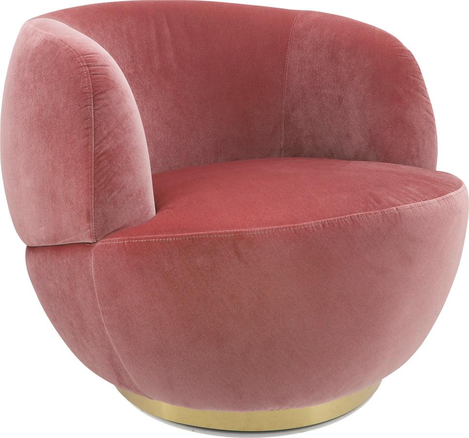 Sagebrook Home Accent Chairs - Velveteen Swivel Chair With Gold Base, Pink