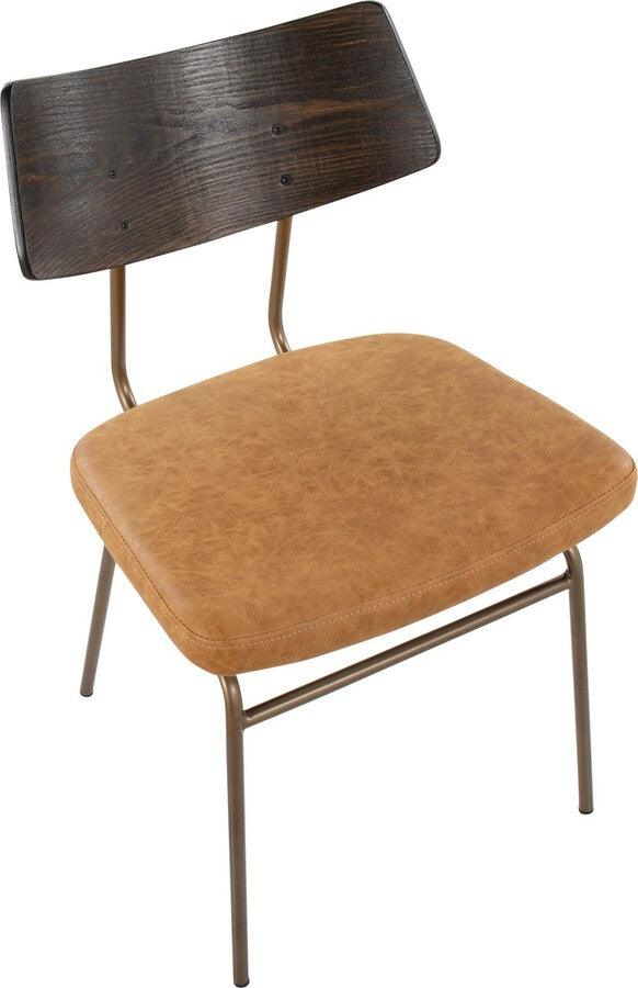 Lumisource Accent Chairs - Walker Chair In Antique Copper Metal, Mustard Yellow Faux Leather, & Walnut Wood (Set of 2)