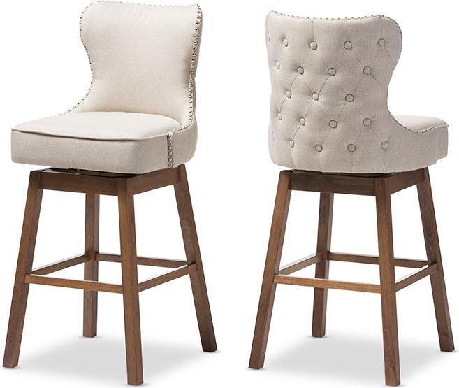 Wholesale Interiors Barstools - Gradisca Contemporary Brown & Light Beige Swivel Barstool (Set of 2)