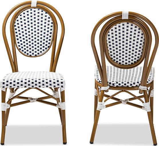 Wholesale Interiors Dining Chairs - Gauthier Navy & White Bistro Stackable Dining Chair Set of 2