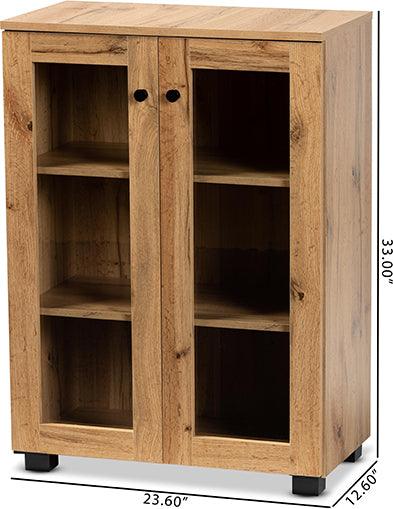 Wholesale Interiors Buffets & Cabinets - Mason Oak Brown Finished Wood 2-Door Storage Cabinet with Glass Doors