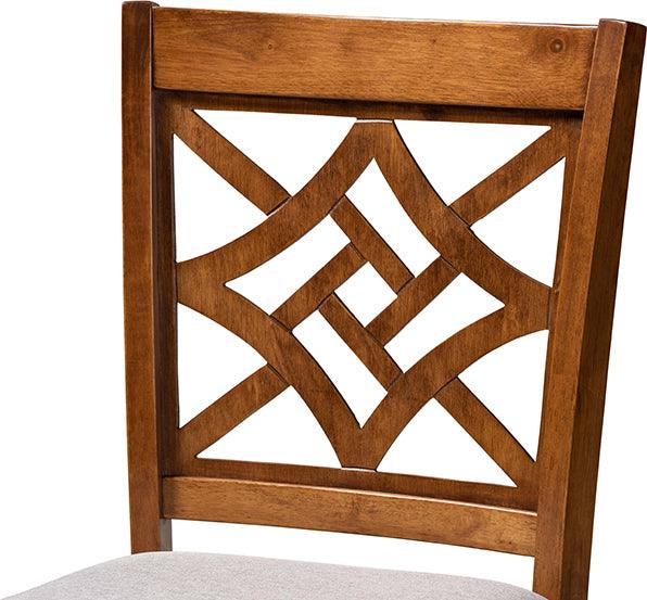 Wholesale Interiors Barstools - Nicolette Contemporary Grey Fabric Upholstered and Walnut Brown Finished Wood 2-Piece
